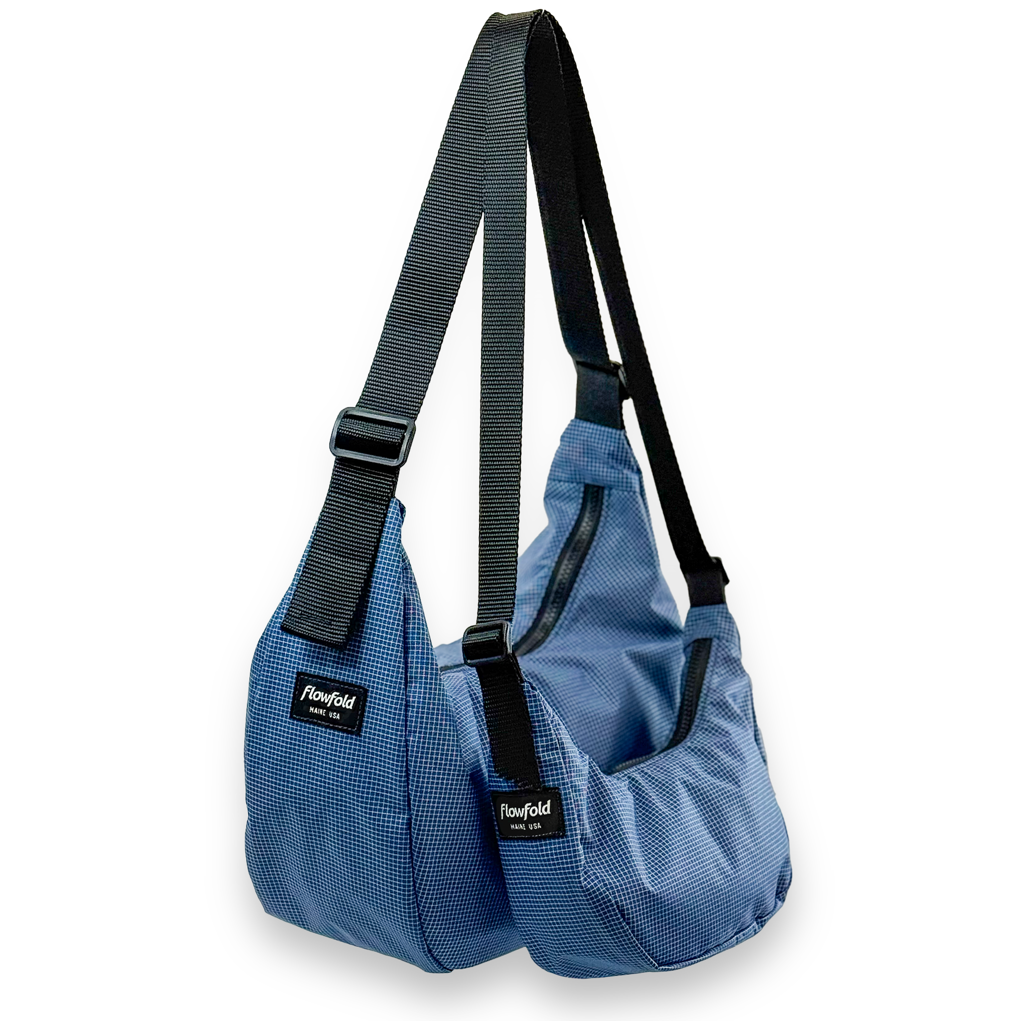 Two sizes of the Cutler Crossbody crescent bag