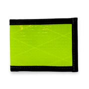 Lime wallet with black border on a white background